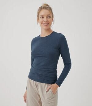 Pact Organic Cool Stretch Fitted Cotton Stretch Crew Neck Long Sleeve Tee Medium